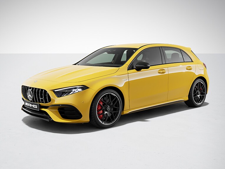 The exterior of the Mercedes-AMG A-Class Hatchback with AMG Night Package.