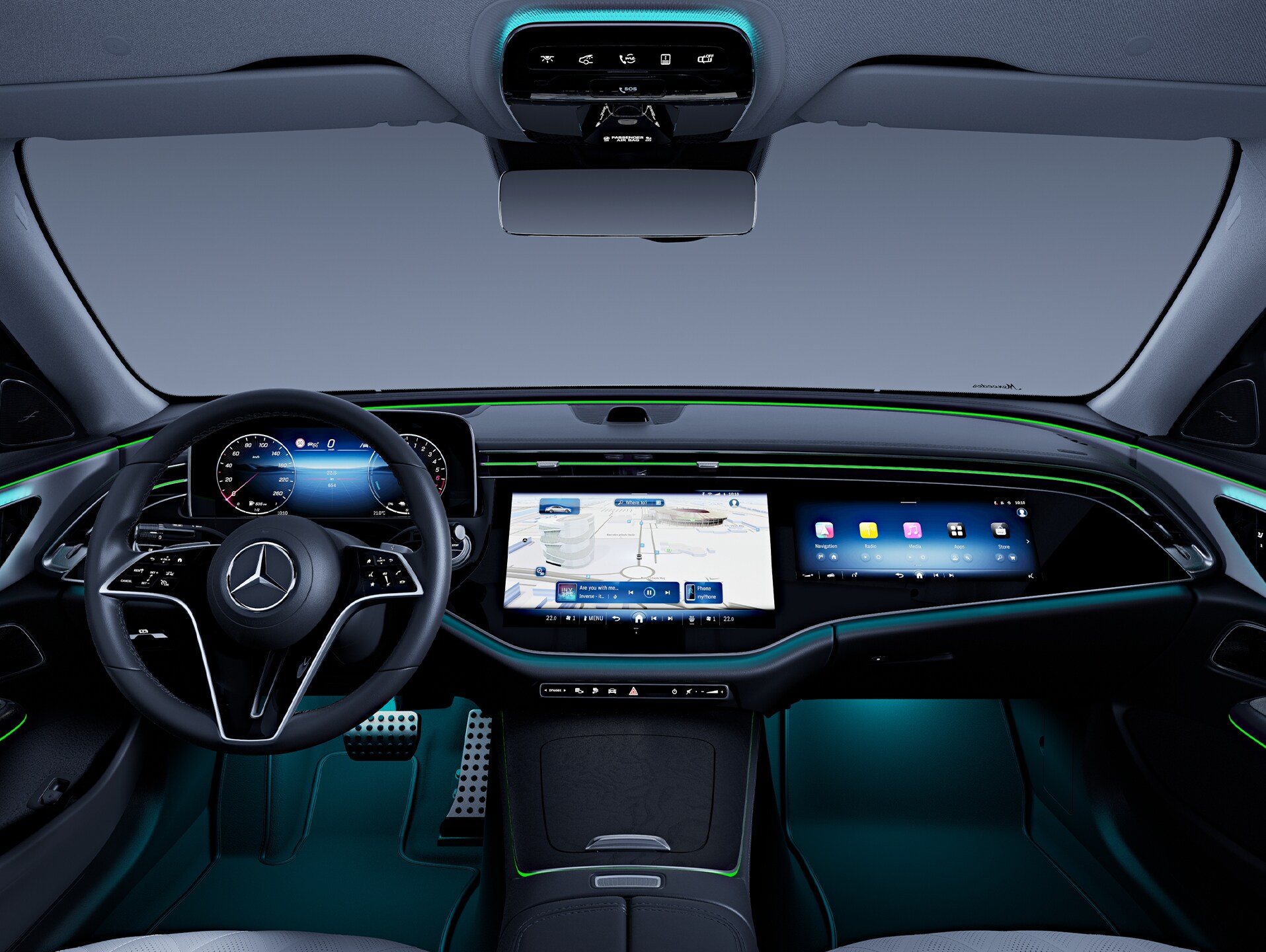 The interior of the new E-Class Saloon from Mercedes-Benz with the AVANTGARDE equipment line.