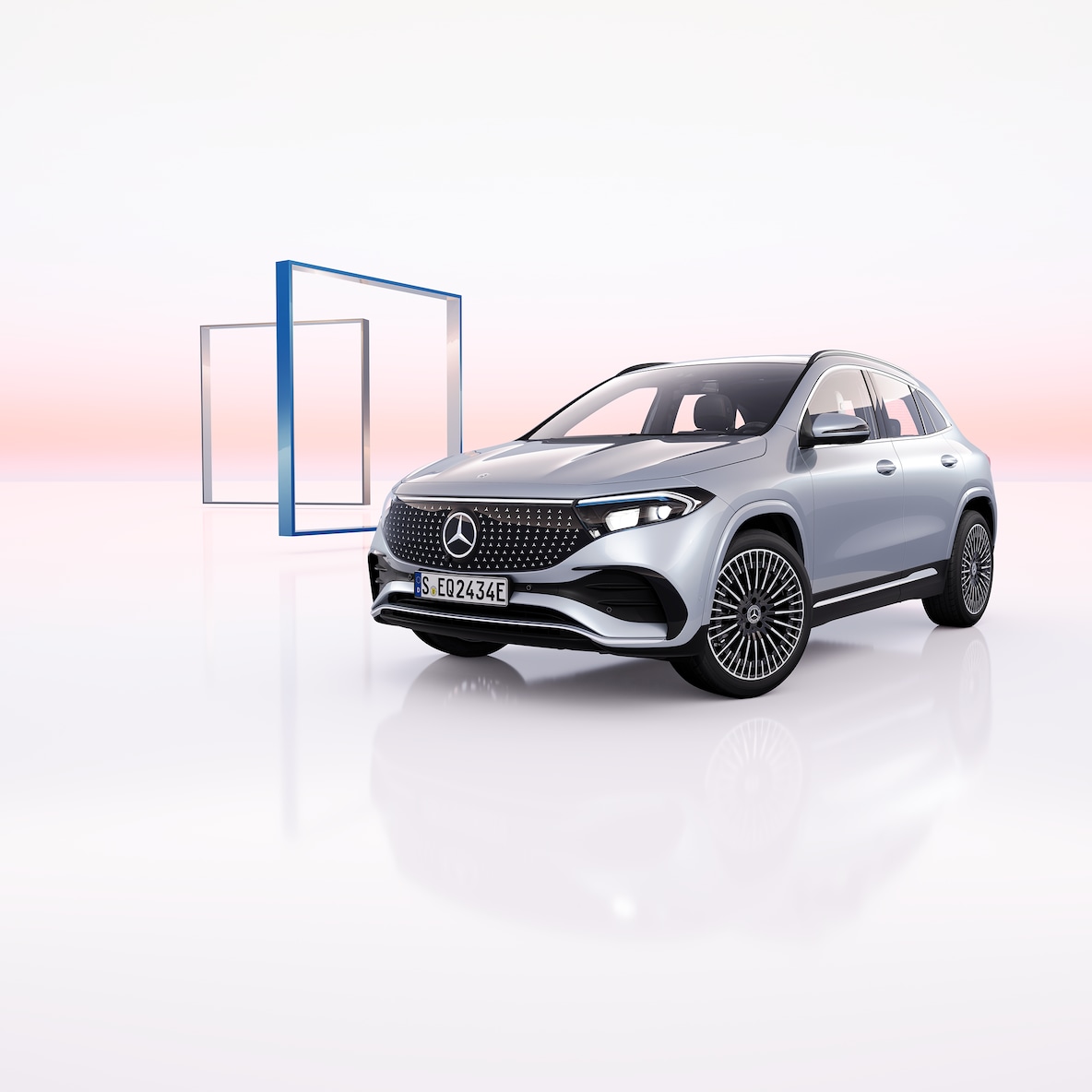 Frontal side view of a Mercedes-Benz EQA.