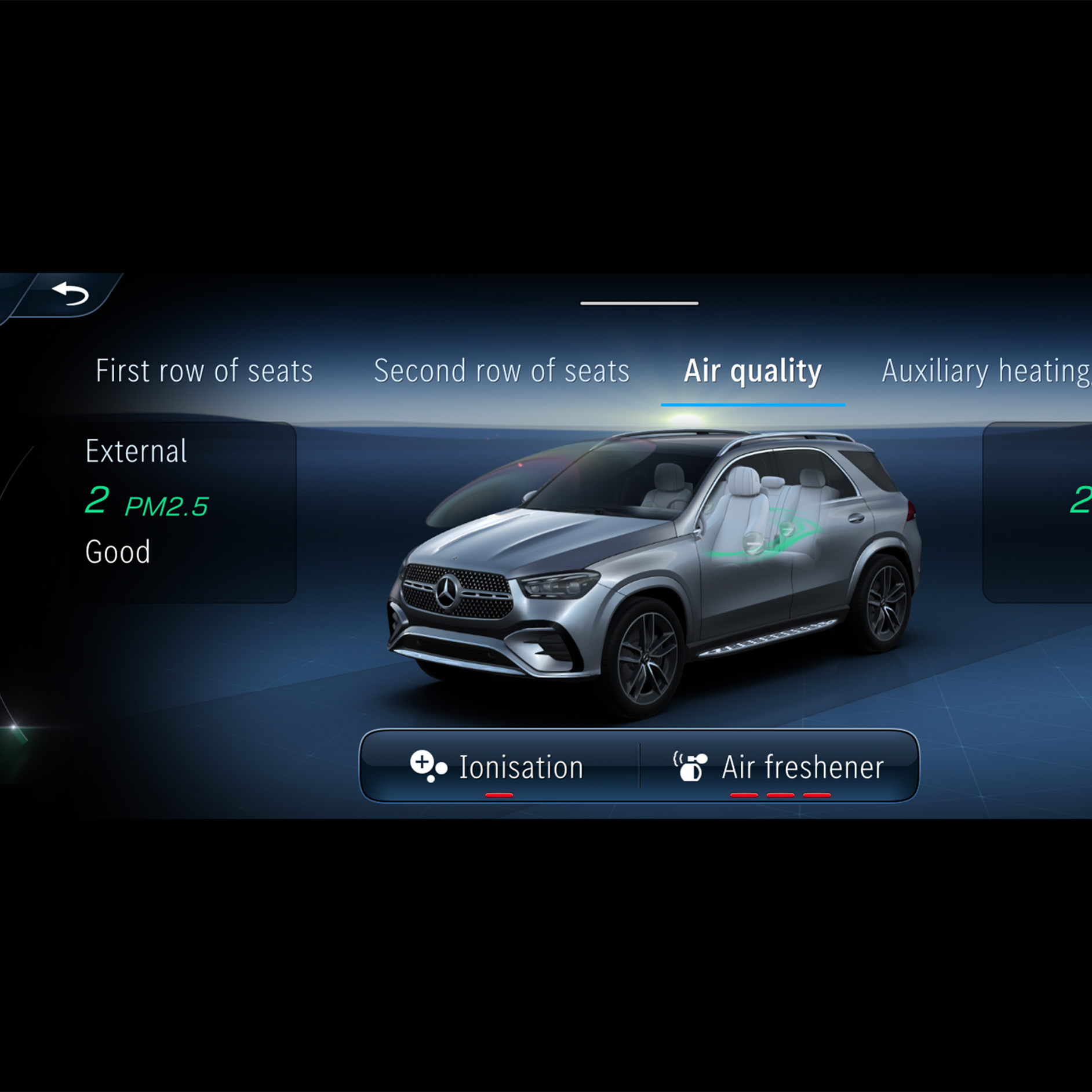 ENERGIZING AIR CONTROL | GLE | Mercedes-Benz An illustration of ENERGIZING AIR CONTROL in the Mercedes-Benz GLE.