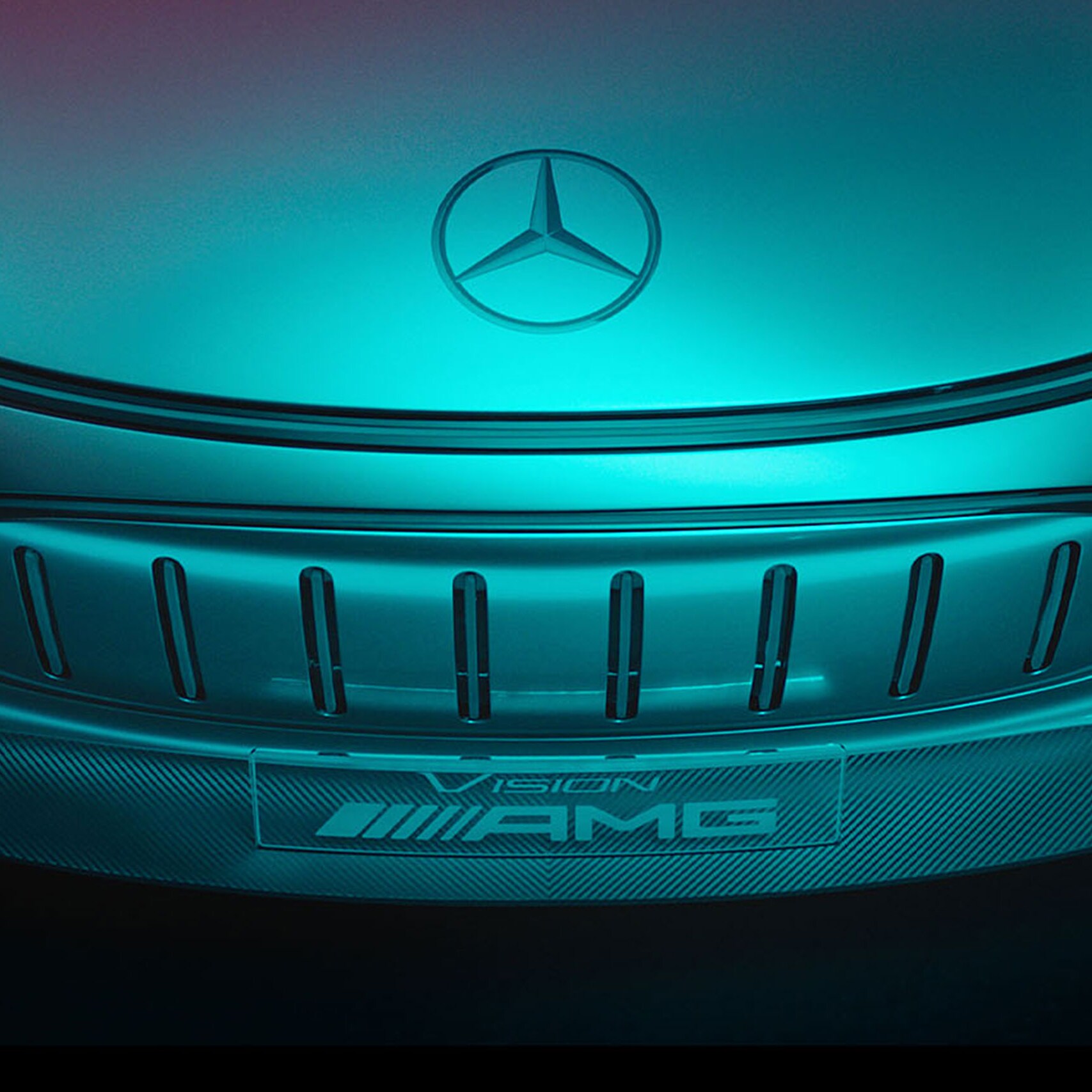 Detailed front view of the Vision AMG vehicle.