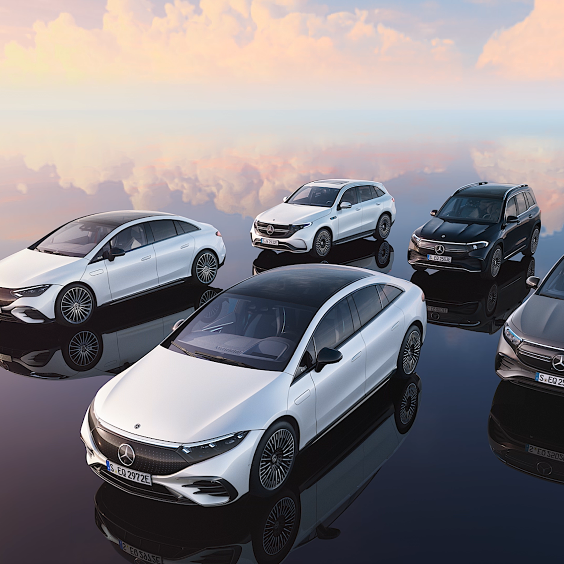 Mercedes-EQ | Overview Angled front view of Mercedes-EQ models