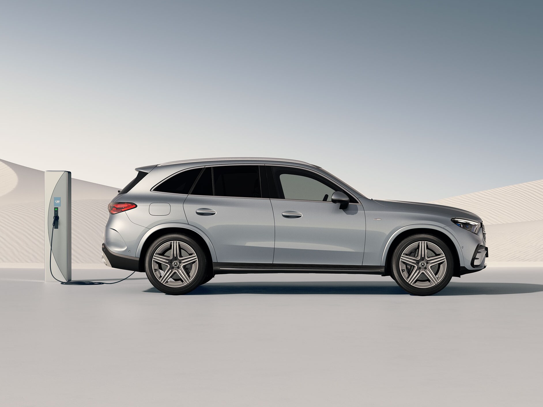Side view of the GLC plug-in hybrid SUV.