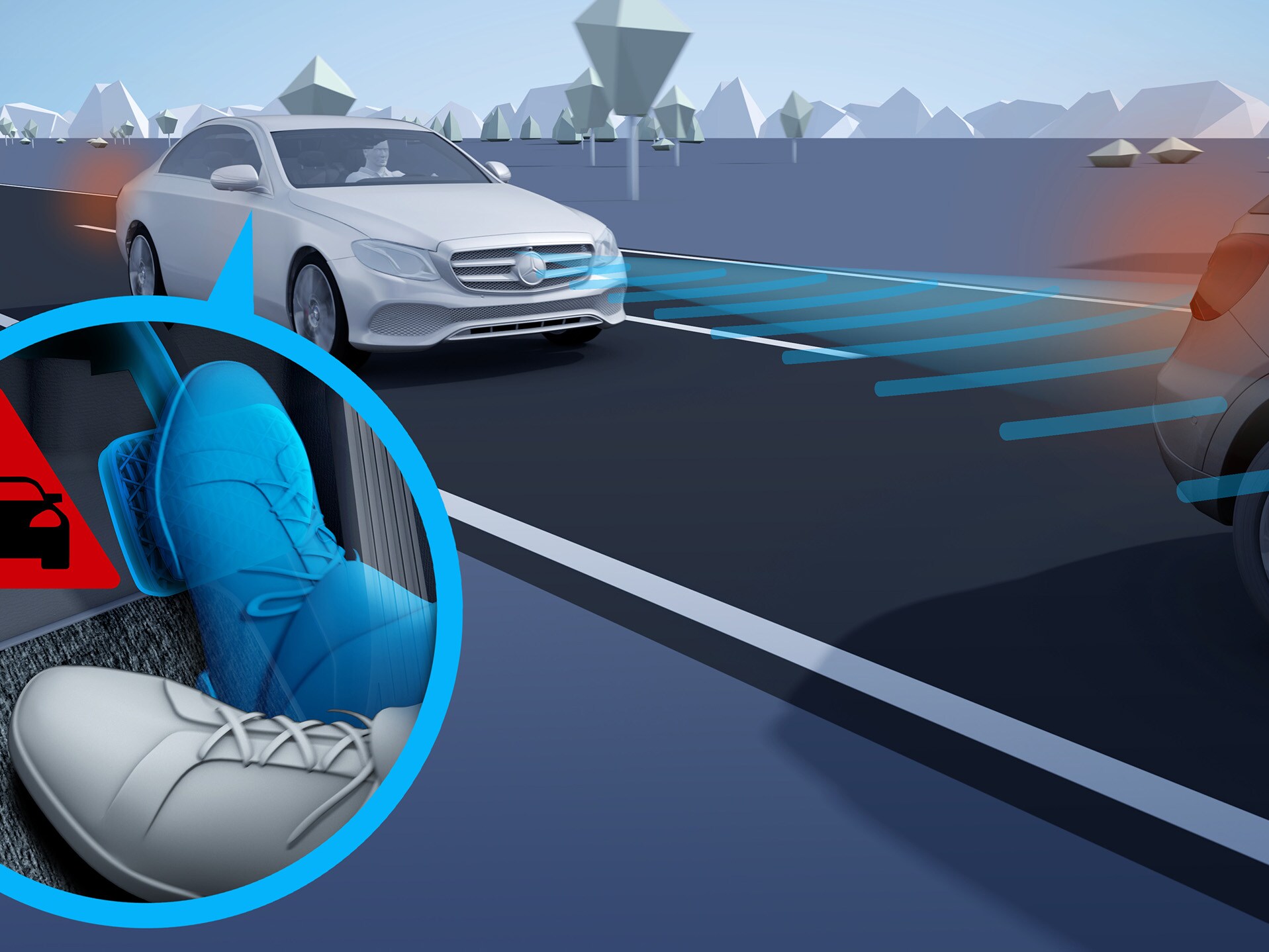Active Lane Keeping Assist in the Mercedes-Benz C-Class Limousine.