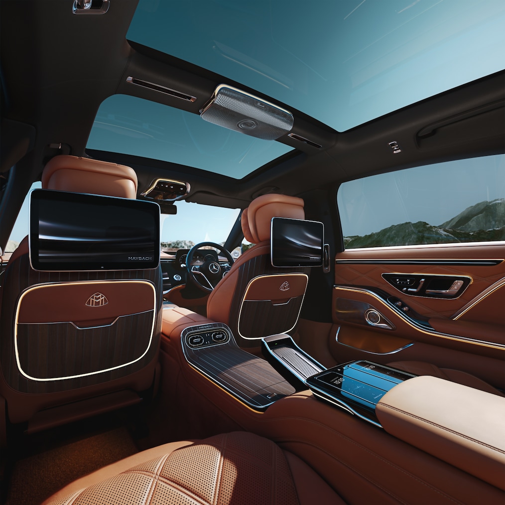 The First-Class rear compartment in the new Mercedes-Maybach S-Class.