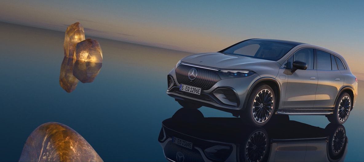 The Mercedes-Benz EQS SUV from a driver's perspective.