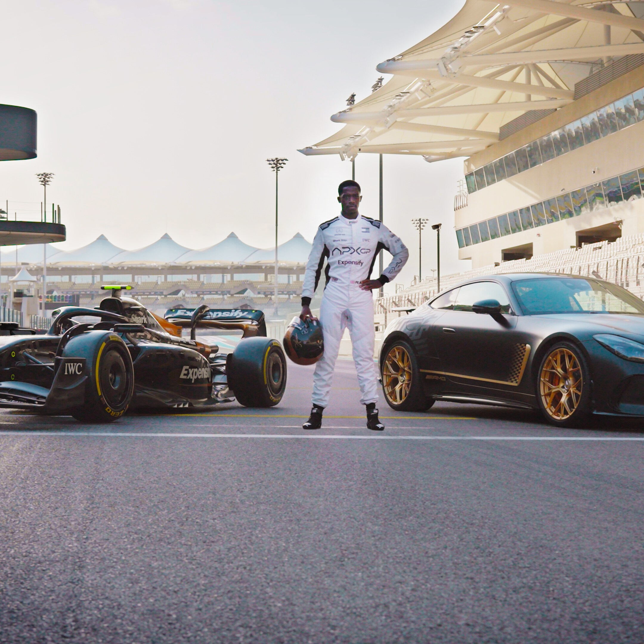 A front view of two Mercedes-AMG sports cars.